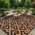 Gdieo Machine Woven Outdoor Mat, Recycled P.E.T Waterproof Outdoor Mat, Black&Brown