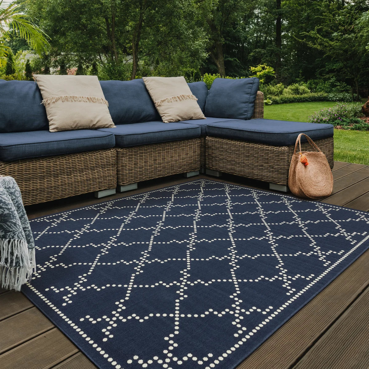 Anastasaos Geometric Power Loom Indoor and Outdoor Area Rug